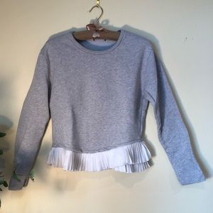 J crew grey ruffle sweat shirt